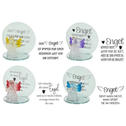 Schutzengel auf Spiegel mit inspirierenden Sprüchen, 8cm, 4er-Set