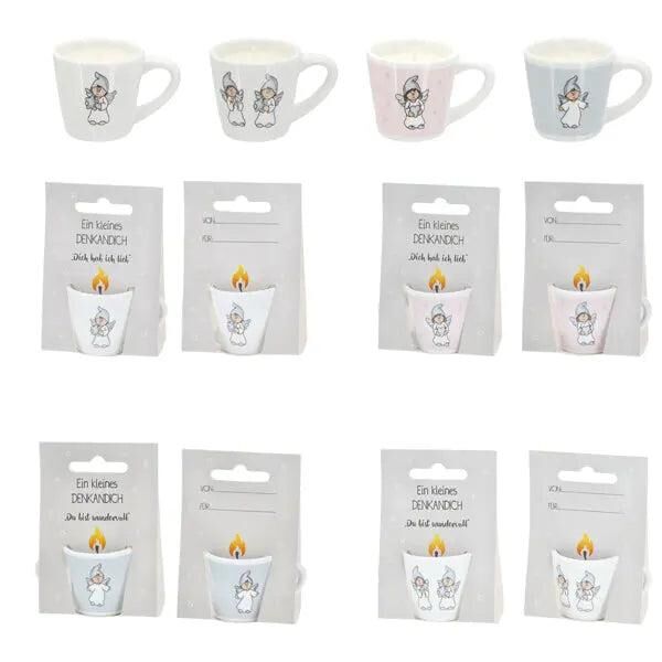 Schutzengel Mini-Kerzentassen, 4er-Set, ca. 5x7 cm
