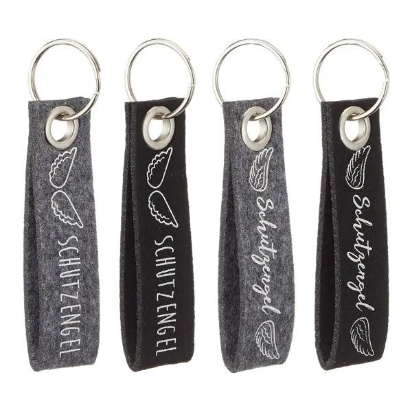 Schutzengel Schl&uuml;sselband aus Filz, 4er Set, bedruckt, ca. 10cm &ndash; Ideal als Geschenk