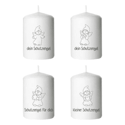 Schutzengel Stumpenkerze, 6x8cm, 4er Set - Harmonische Raumdekoration