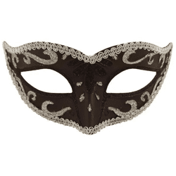 Schwarze Augenmaske mit silbernem Rand, elegantes Anziehaccessoire