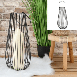 Schwarze Laterne mit Streben - Elegante Außenbeleuchtung, 50cm Hoch