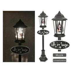 Schwarze LED-Schneelaterne Santa, ca. 135 cm Höhe