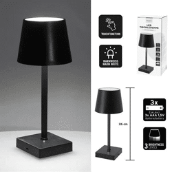 Schwarze LED Schreibtischlampe, batteriebetrieben, 26cm, Flexibel & Modern