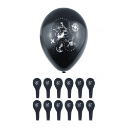 Schwarze Piraten-Luftballons 23 cm, Partydekoration für Kinderveranstaltungen und Themenfeste