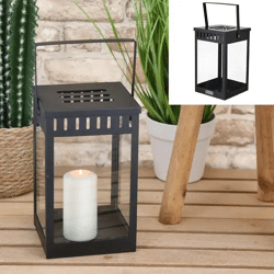 Schwarze quadratische Laterne Living - Dekoratives Windlicht, ca. 25cm hoch, für Innen/Außen