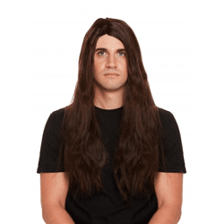 Schwarze Rocker-Perücke Für Männer, 130G – Dichtes, Voluminöses Haar, Perfekt Für Kostüme