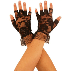 Schwarze Spitzenhandschuhe ohne Finger für Erwachsene, elegant und trendig