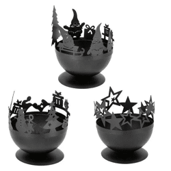 Schwarze Weihnachts-Kerzenhalter, 3er-Set, Durchmesser ca. 9cm - Elegante Tischdeko