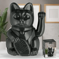 Schwarze Winkekatze, ca. 21cm – Symbol für Glück und Wohlstand