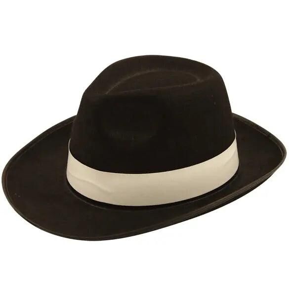 Schwarzer Al Capone Hut f&uuml;r Erwachsene | Klassischer Gangster-Fedora-Hut