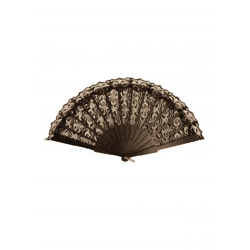 Schwarzer Fächer Aus Spitze, 45x25 cm - Elegantes Accessoire für Abendgarderobe