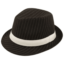 Schwarzer Gangsterhut für Erwachsene mit weißen Streifen/Band | Klassischer Hut im Mafia-Stil