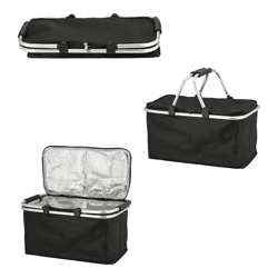 Schwarzer Kühltaschenkorb, Thermo, Faltbar, 30 Liter, Vielseitig