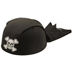 Schwarzer Piraten-Bandana-Hut für Erwachsene, 20 cm | Klassischer Hut im Korsarenstil