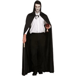 Schwarzer Umhang Mit Kapuze Für Erwachsene, Lange Cape Für Kostüme & Verkleidungen
