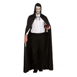 Schwarzer Umhang mit Kapuze für Erwachsene – ideal für Halloween & Kostümpartys