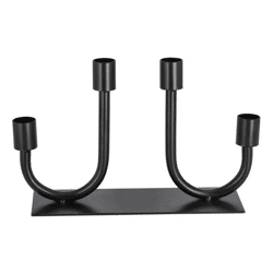 Schwarzer Vierarm-Kerzenleuchter auf Sockel, 23 cm Breit - Elegantes Dekor