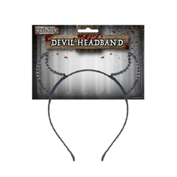 Schwarzes Teufel-Stirnband mit Strasssteinen, Halloween-Kostümzubehör