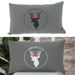 Schwarzwaldliebe 2/s Kissen in Grau, Elegantes Rechteckiges Zierkissen, 50x30 cm