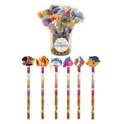 Sealife-Bleistift mit Radiergummi, 6 verschiedene Designs – Schulbedarf zum Thema Ozean