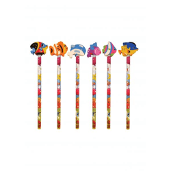 Sealife-Bleistifte mit Radiergummi, 6 verschiedene Designs – maritimer Schulbedarf für Kinder