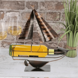 Segelschiff Weinflaschenhalter - Nautisches Design, 36cmH, Eleganter Weinhalter für Zuhause