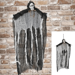 Sensenfigur, dunkles Design, zum Aufhängen, Halloween-Dekoration, schwarz-grau, Gruselfigur