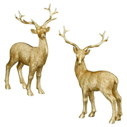 Set aus 2 stehenden Rentierfiguren, groß, ca. 21cm – Elegante Weihnachtsdeko | Festliche Rentier-Statue