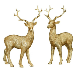 Set aus 2 stehenden Rentierfiguren, klein, ca. 16cm – Weihnachtsdeko | Festliche Rentier-Statue