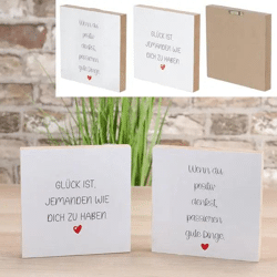 Set aus 3 Glücksbildern zum Aufstellen, je 15x15 cm - Freude für jeden Raum