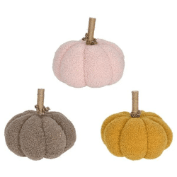 Set aus 3 kuscheligen Kürbis-Plüsch-Dekorationen - 19cm Durchmesser, Herbst-Deko für Zuhause