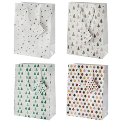Set aus 4 kleinen Geschenktüten 'White XMAS', Weiß, ca. 14 cm Höhe
