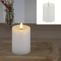 SHINE LED Kerze aus Echtwachs, Weiß - Deko Licht, 7,5x10 cm