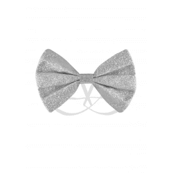 Silberne Glitzerfliege, 12 x 7 cm, elegante Schleife für Partys und Veranstaltungen