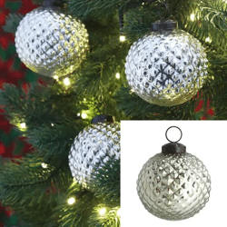 Silberne Raute Christbaumkugel, Durchmesser 8 cm - Eleganter Weihnachtsschmuck
