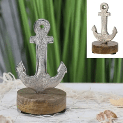 Silberner Anker auf Standfuß, maritime Deko, ca. 12 cm hoch