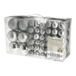 Silberner Christbaumkugel-Mix - 94er Set Eleganter Schmuck