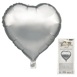 Silberner Folienballon in Herzform, ca. 45 cm – Stilvoll & Festlich