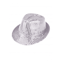 Silberner Gangsterhut mit Pailletten für Erwachsene – glänzendes Kostümzubehör