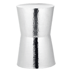 Silberner Hocker, Gehämmert, Ca. 45 cm Hoch - Elegantes Designelement