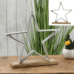 Silberner Stern auf Standfuß, Klein, 32 cm Durchmesser - Deko-Highlight