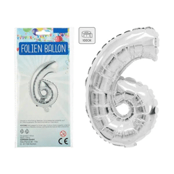 Silberner Zahlenballon 6 - Extragroße 100 cm Metallfolie, Ideal für Erinnerungswerte Feste