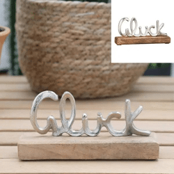 Silver Happiness Text Art on Base, Small Size, Approx. 8cmH - Inspirational Decor Accent