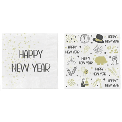 Silvester Party-Servietten, Zwei Designs, 20er-Pack