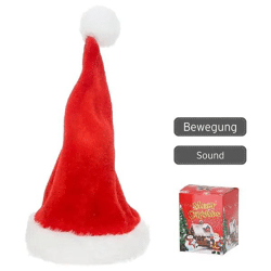 Singende Weihnachtsmütze - Animiertes Weihnachts-Accessoire, ca. 18cm hoch
