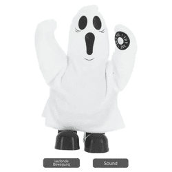 Singender und laufender Geist - Animierte Halloween-Deko, ca. 20cm hoch