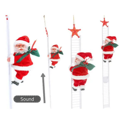 Singender Weihnachtsmann mit Leiter, Kletterfigur, Musikalisch, 70cm