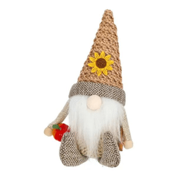 Sitzender Herbst-Wichtel aus Rattan - 17cm, rustikaler Akzent für Herbst- und Erntedekoration