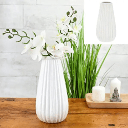 Small White Ceramic Vase 15cm - Conical Design 1 Elegant Decor